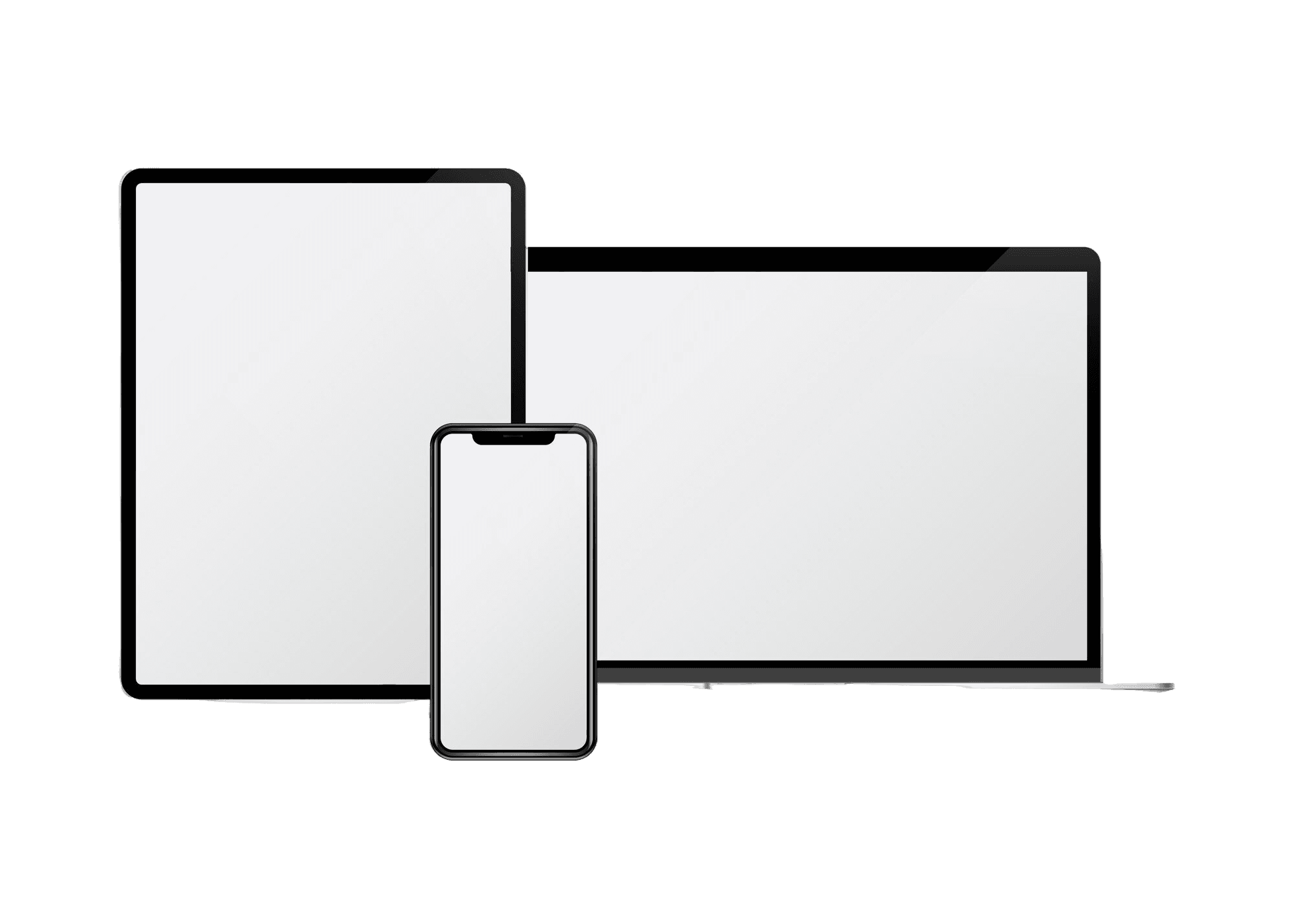 Laptop, tablet, and phone showing Desk